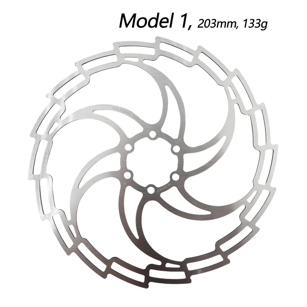Rotor de freio a disco para bicicleta IIIPRO 203mm aço inoxidável modelo 1 prateado