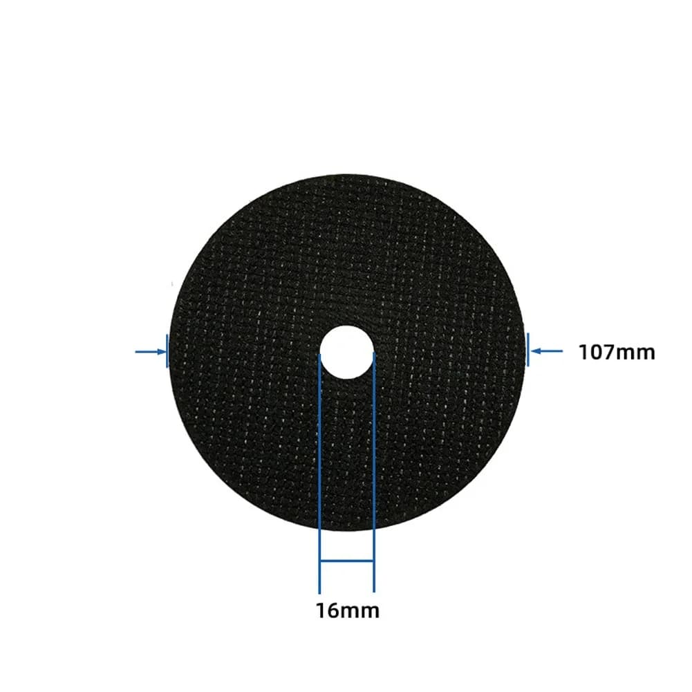 Disco de corte preto para serra circular e esmerilhadeira, 107 mm de diâmetro e 16 mm de furo