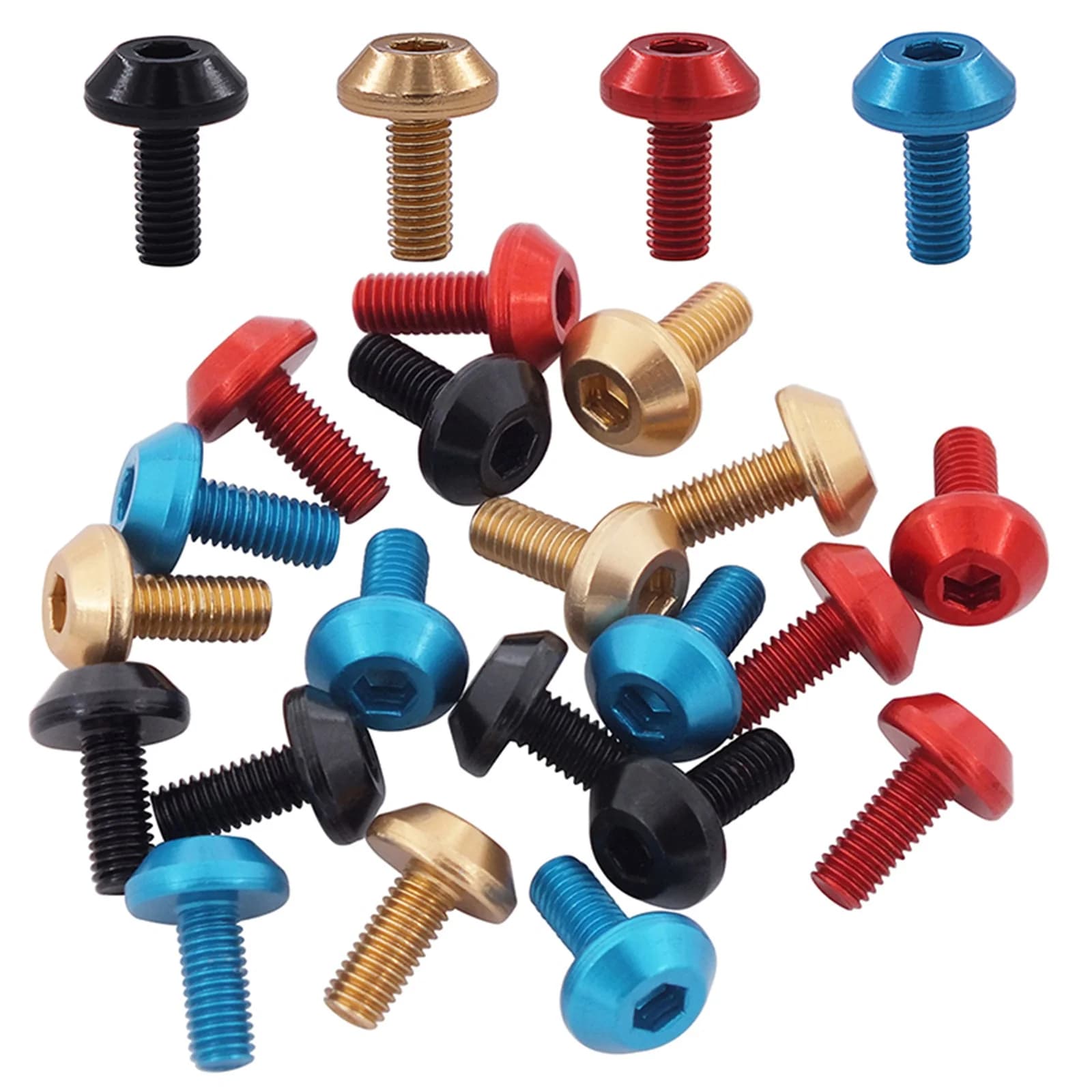 Parafusos M5 para suporte de garrafa de bicicleta em alumínio, cores sortidas azul, vermelho, dourado e preto