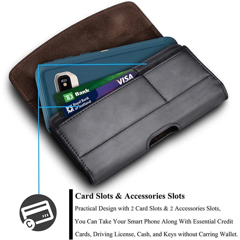 Capa de couro preta para celular com slots para cartões e acessórios compatível com Moto g