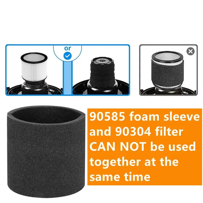 Filtro de espuma preto 90585 para aspirador Shop Vac, não usar junto com filtro 90304
