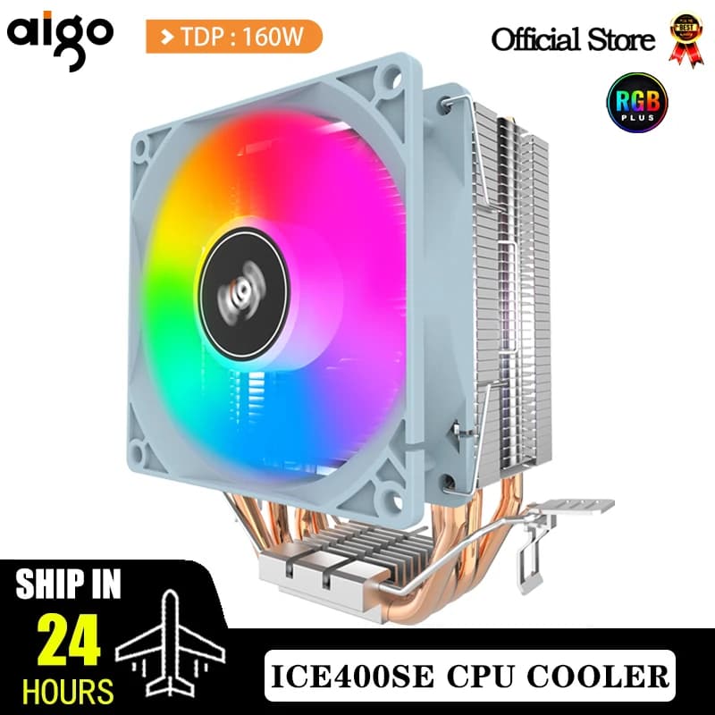 Aigo-cpu refrigerador ice400se, ventilador de refrigeração, radiador silencioso, 4 tubos de calor, Intel lga 115x, 1700, 775, 1200, amd am3, am4, am5