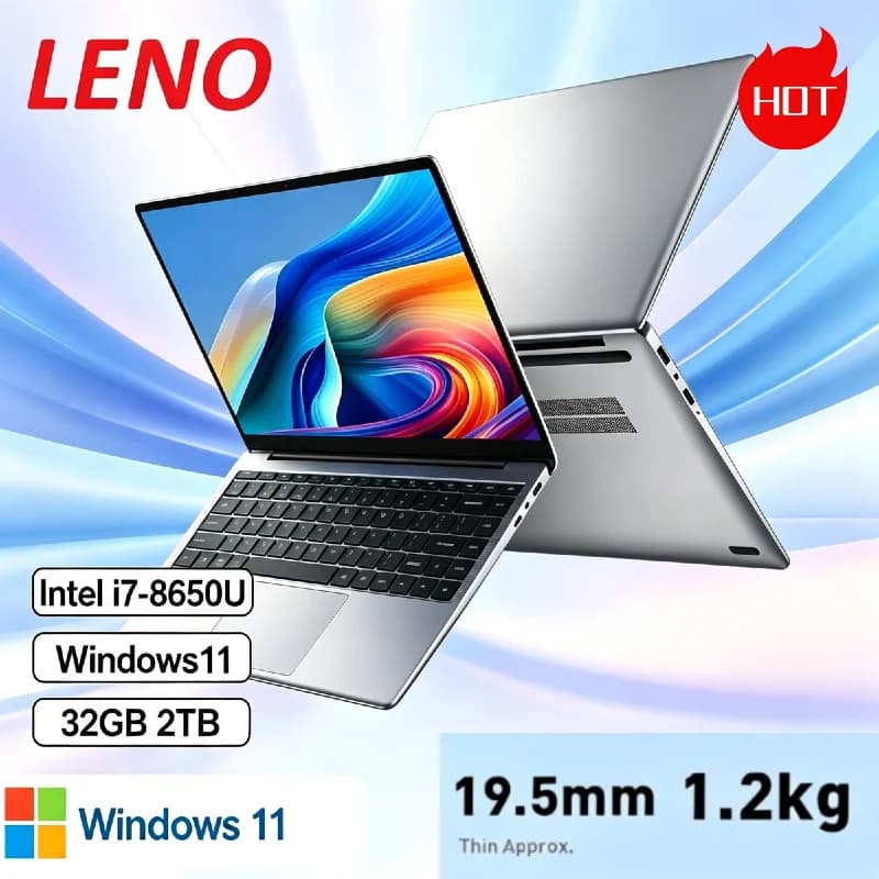 Laptop LENO HOT Ultra Slim 14.1 polegadas com Intel i7-8650U, Windows 11, 32GB RAM, 2TB SSD, 19.5mm de espessura, 1.2kg.