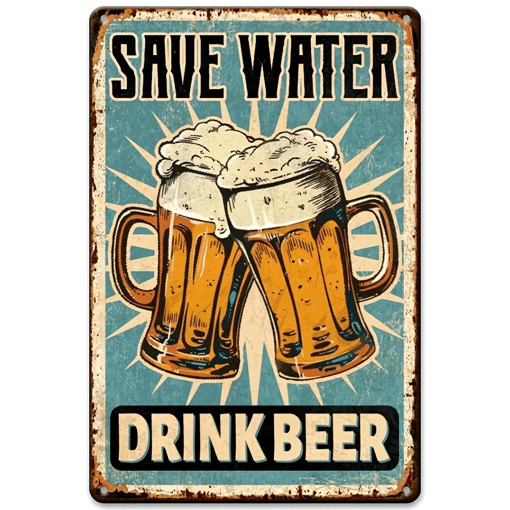 Placa Decorativa Metálica Retrô Cerveja, Estilo Natalino Ideal para Decoração Interna e Externa