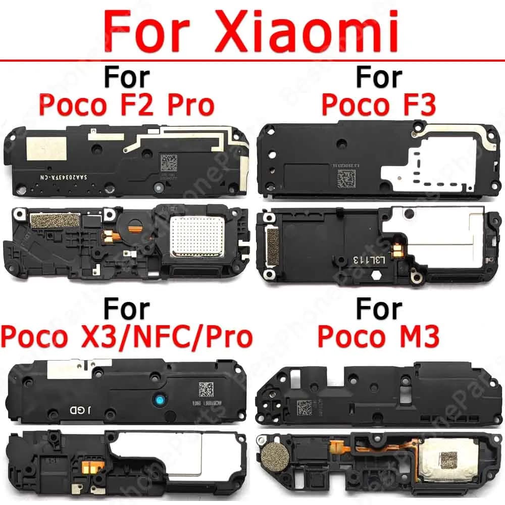 Componentes de placas de circuito para smartphones Xiaomi, incluindo módulos de som e campainha para Poco F2 Pro, F3, X3/NFC/Pro e M3.