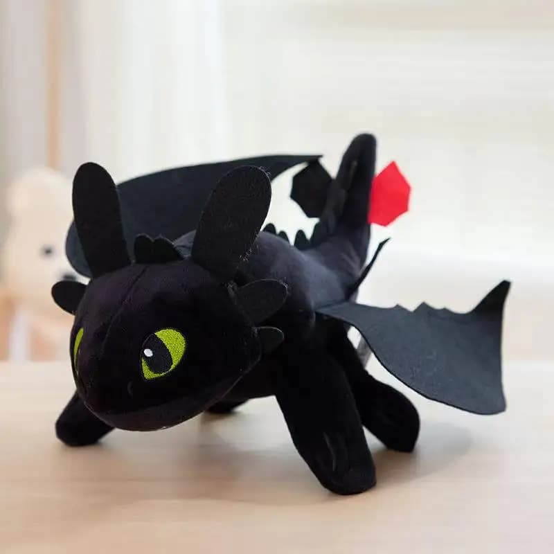 Boneco de dragão fofo de pelúcia simulada, olhos verdes, asas pretas, presente ideal para crianças