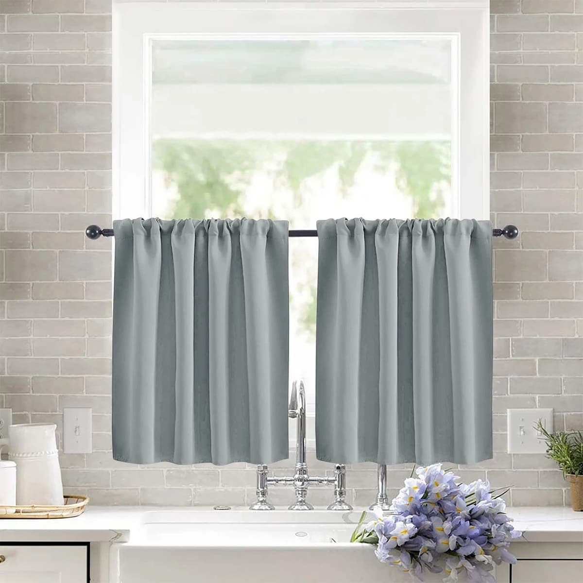 1pc cortina curta sólida, cortinas pequenas para cozinha, banheiro, cortinas blackout altas para decoração de casa, proteção uv