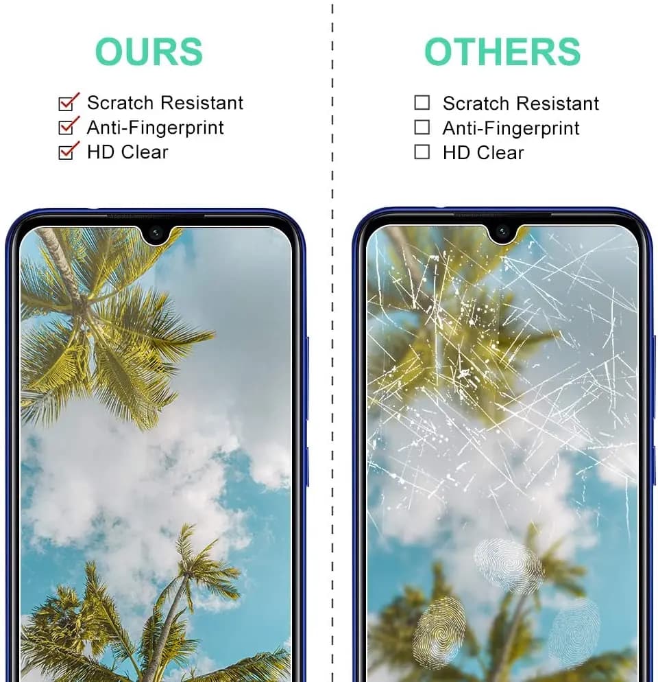 Comparação entre protetor de tela Xiaomi Redmi Note 5 vidro temperado 9D resistente a riscos e outros com arranhões