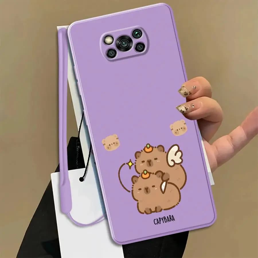 Capa de telefone Xiaomi Poco X3 NFC com estampa de porquinho-da-índia, roxa, para proteger o smartphone com estilo.