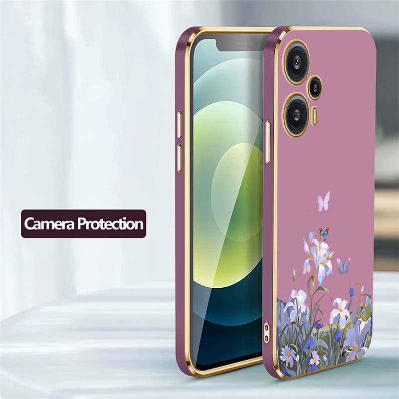 Capa de Telefone com Padrão de Borboleta e Flores para Xiaomi Poco F6 Pro F5 F3 C40 C31 em Silicone TPU Macio.
