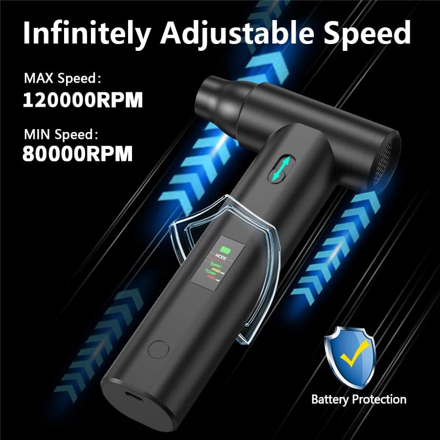 Aspirador de pó de alta velocidade RPM com LED display e acessórios