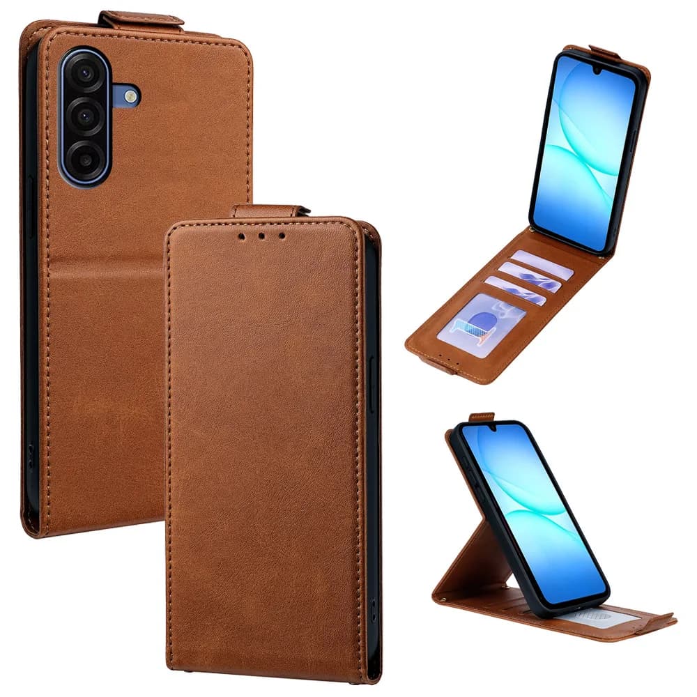 Capa flip azul para Xiaomi, com suporte para três cartões, tampa aberta mostrando a tela do telefone.