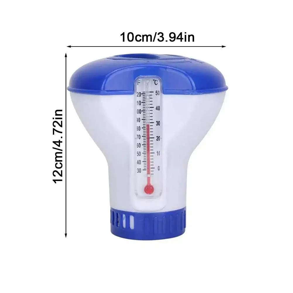 Copo Flutuante para Piscina com Termômetro, Dispensador Químico de Cloro Flutuante para Limpeza e Esterilização