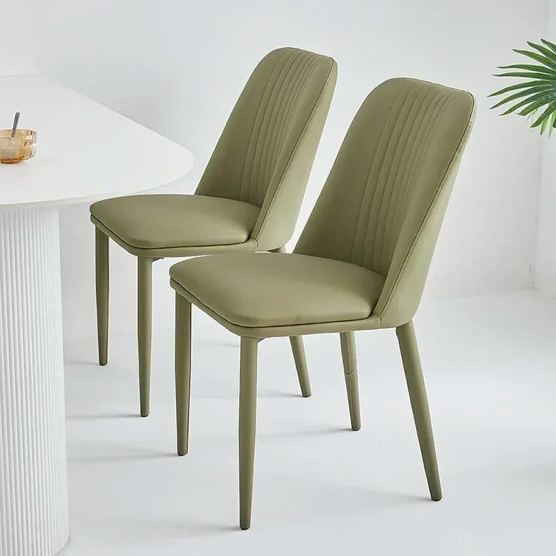 Cadeiras de jantar modernas em couro sintético bege com design europeu