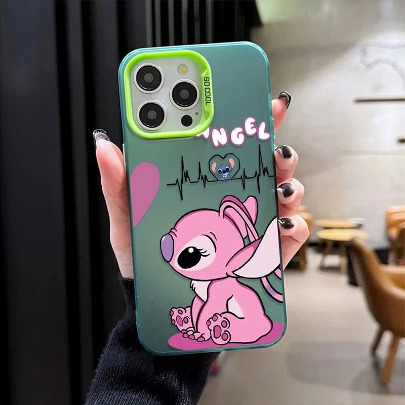 Capa para celular verde com desenho da Angel da Disney, proteção em plástico compatível Xiaomi POCO X7 X6 X5 X3 F6 F5