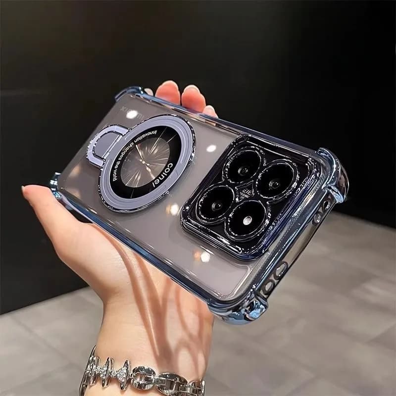 Capa transparente para celular Motorola com suporte magnético e quatro câmeras