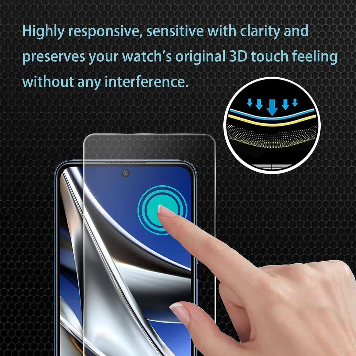Protetor de tela sensível ao toque para Xiaomi Poco X3 Pro com alta resposta e clareza preservando toque 3D
