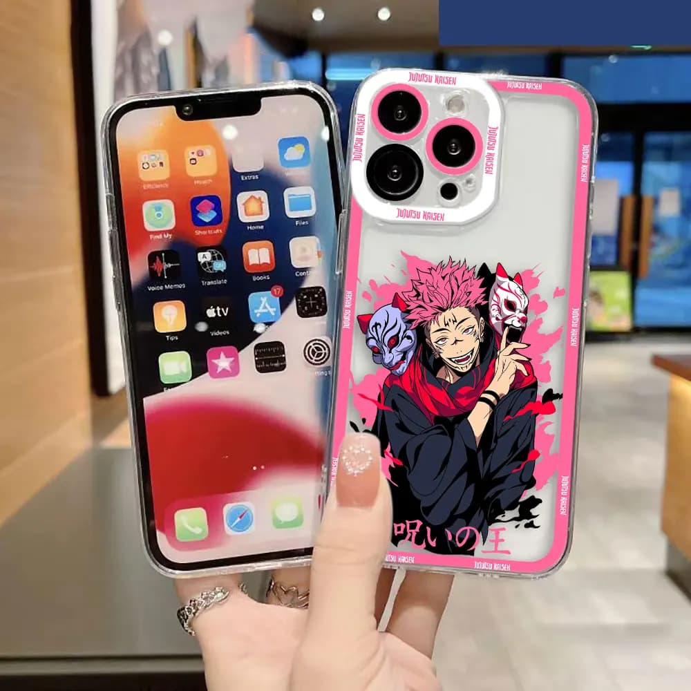 Capa transparente para celular Xiaomi Redmi Note com estampa Satoru Gojo Jujutsu Kaisen rosa e preta