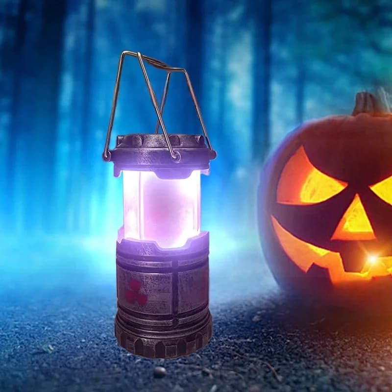 Lanterna de reator nuclear estilo presente decorativo com luz púrpura