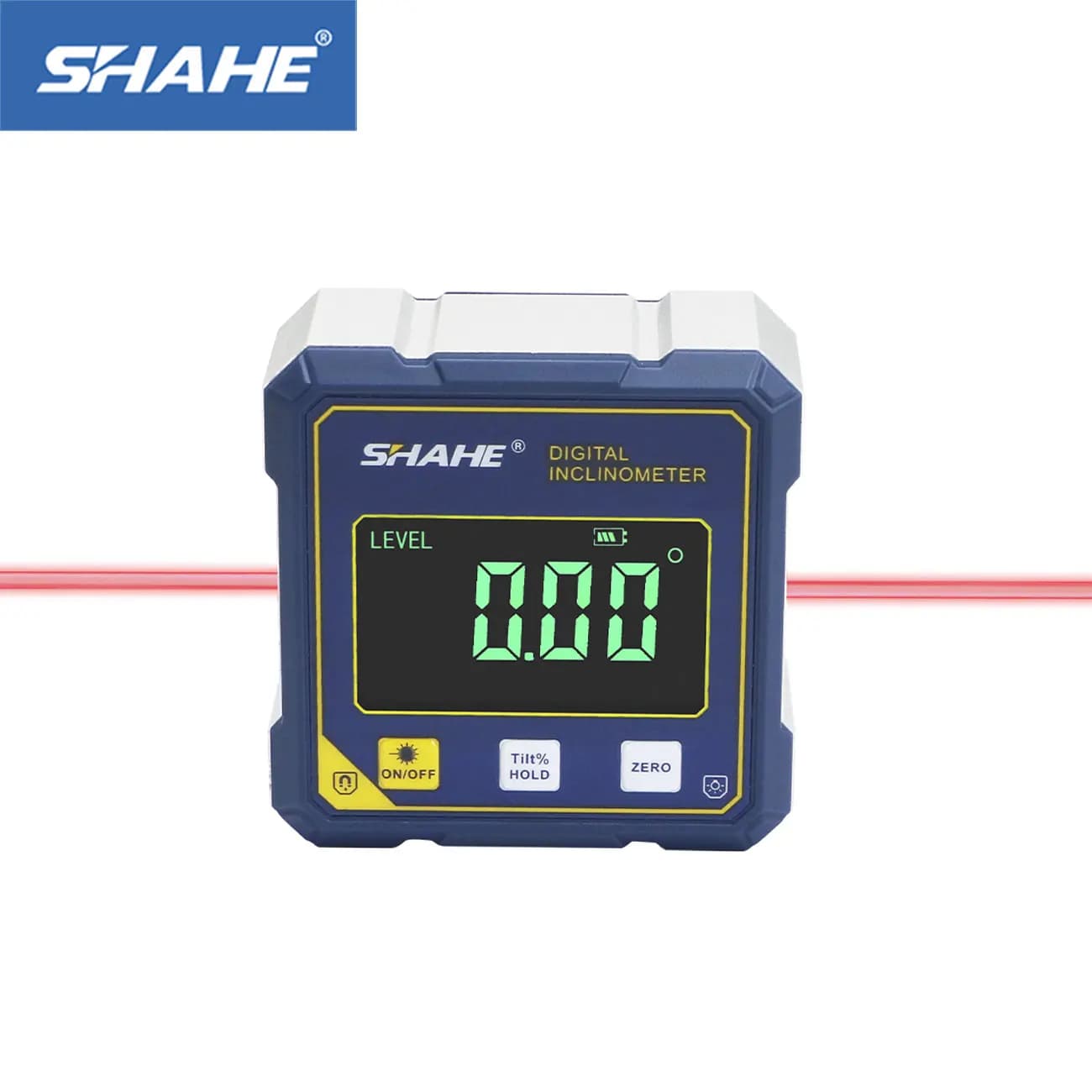 Shahe mini transferidor medidor de ângulo inclinômetro ferramenta de medição de nível com cubo de ângulo eletrônico de laser duplo com ímãs de 4 lados