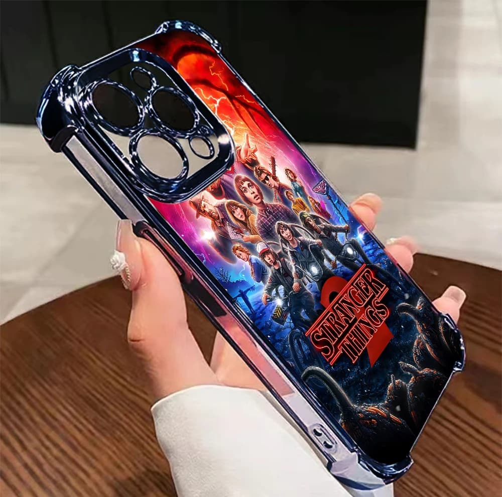 Capa com vidro temperado para Redmi Note 10 com arte colorida da série Stranger Things 4