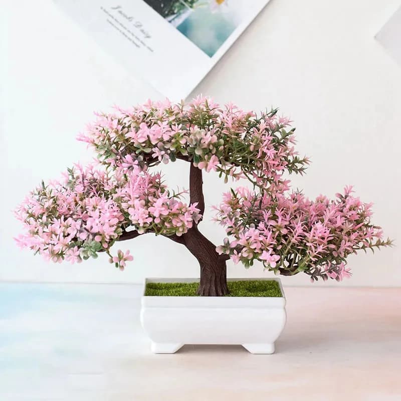 Plantas artificiais bonsai plantas falsas flores em vaso ornamentos para mesa casa decoração do quarto do hotel decoração do jardim pequeno vaso de árvore