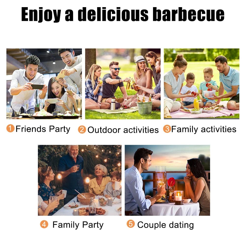 Imagens de pessoas em festas e atividades ao ar livre para churrasco com espetos Jácotei