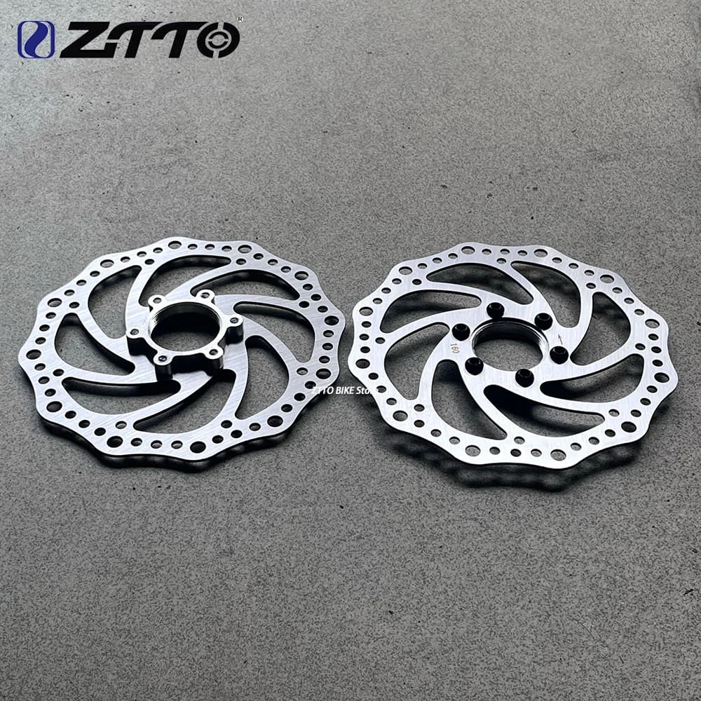 Dois rotores de freio a disco de bicicleta ZTTO, 160mm, para cubo rosqueado MTB, com adaptador de flange de 6 parafusos