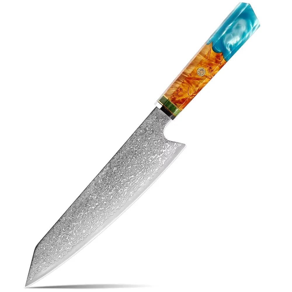Faca Kiritsuke XITUO Damascus de 8 Polegadas, Faca de Cozinha em Aço Japonês, Afiada como uma Navalha