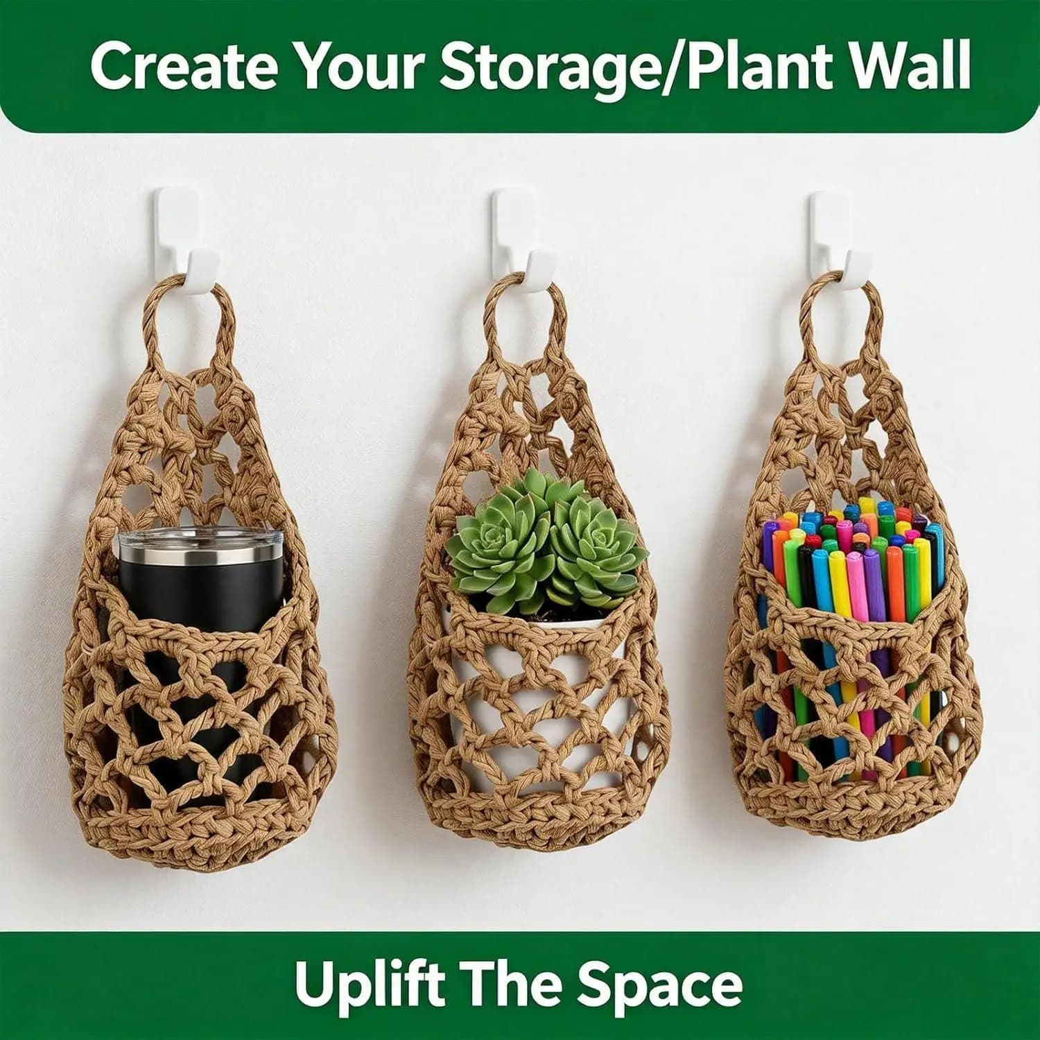 Suporte de macramê de algodão artesanal para plantas, decoração boho para vasos pequenos