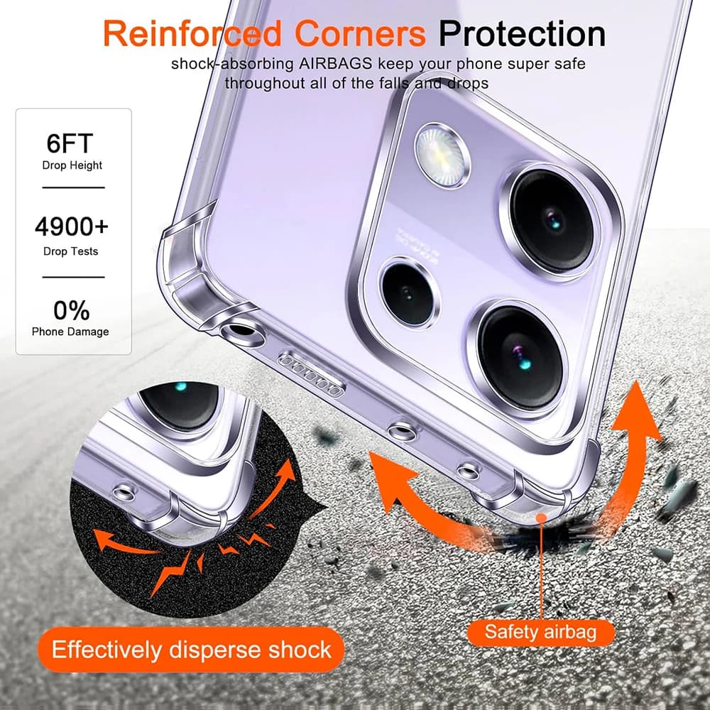 Capa de silicone transparente ultrafina à prova de choque para Xiaomi Redmi Note
