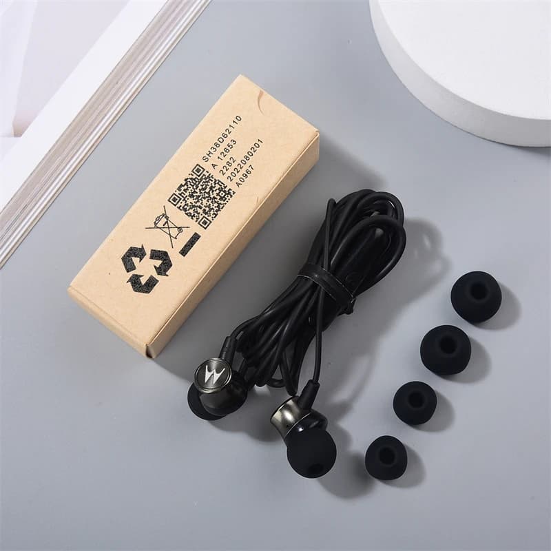 Fone de ouvido intra-auricular com fio USB tipo C para Motorola com caixa e acessórios