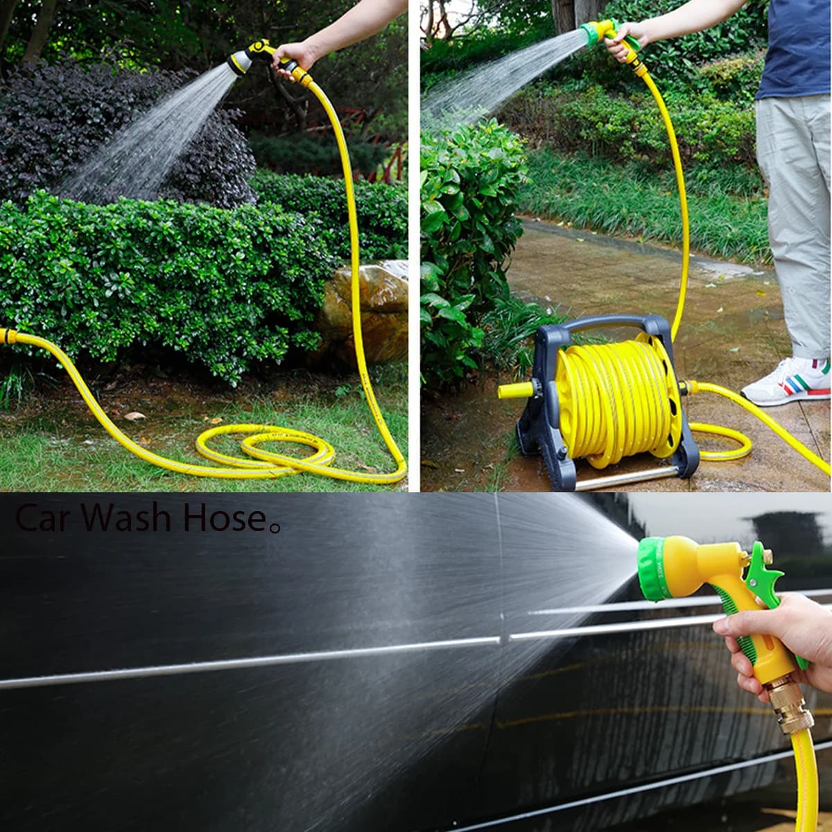 Mangueira de jardim flexível de PVC de 10m, resistente à torção e à prova de vazamentos, para irrigação e lavagem de carros.
