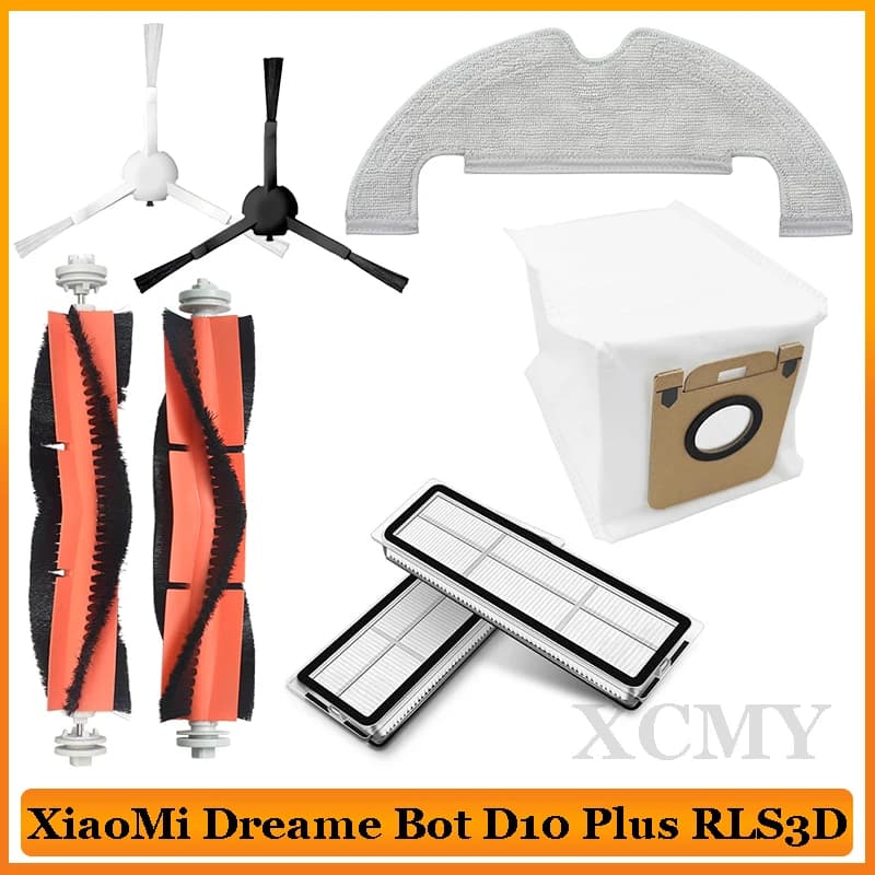 Acessórios para robô aspirador Xiaomi Dreame Bot D10 Plus RLS3D com escovas, filtros HEPA, mop e sacos de pó