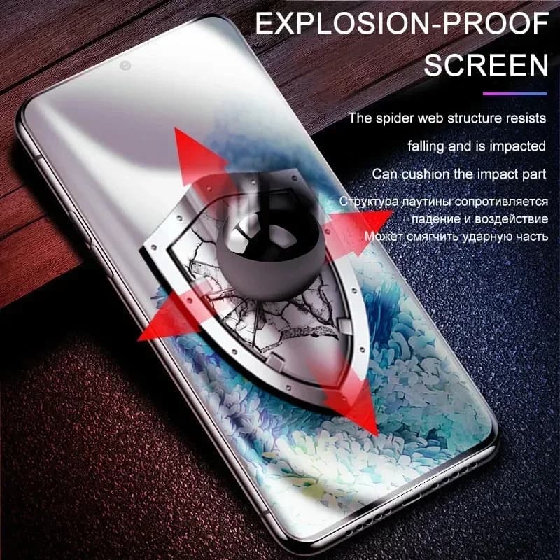 Película protetora para Samsung Galaxy com estrutura resistente a impactos e proteção contra quedas tipo teia de aranha