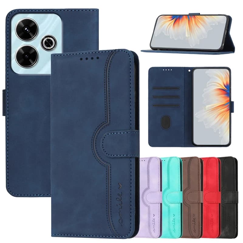 Capa flip azul para Xiaomi com suporte magnético e compartimentos para cartões