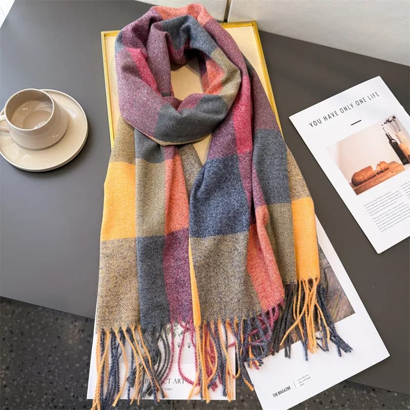200*64cm nova moda cachecol de caxemira quente inverno feminino xadrez designer envolve xales lenço pashmina foulard cobertor