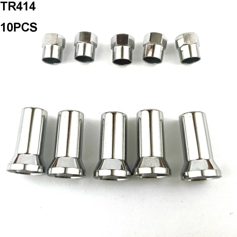 Chrome Tire Valve Stem, Auto Acessórios, Esquerda e Direita, Roda dianteira e traseira, Válvula de pneu, TR413, TR414, 10pcs