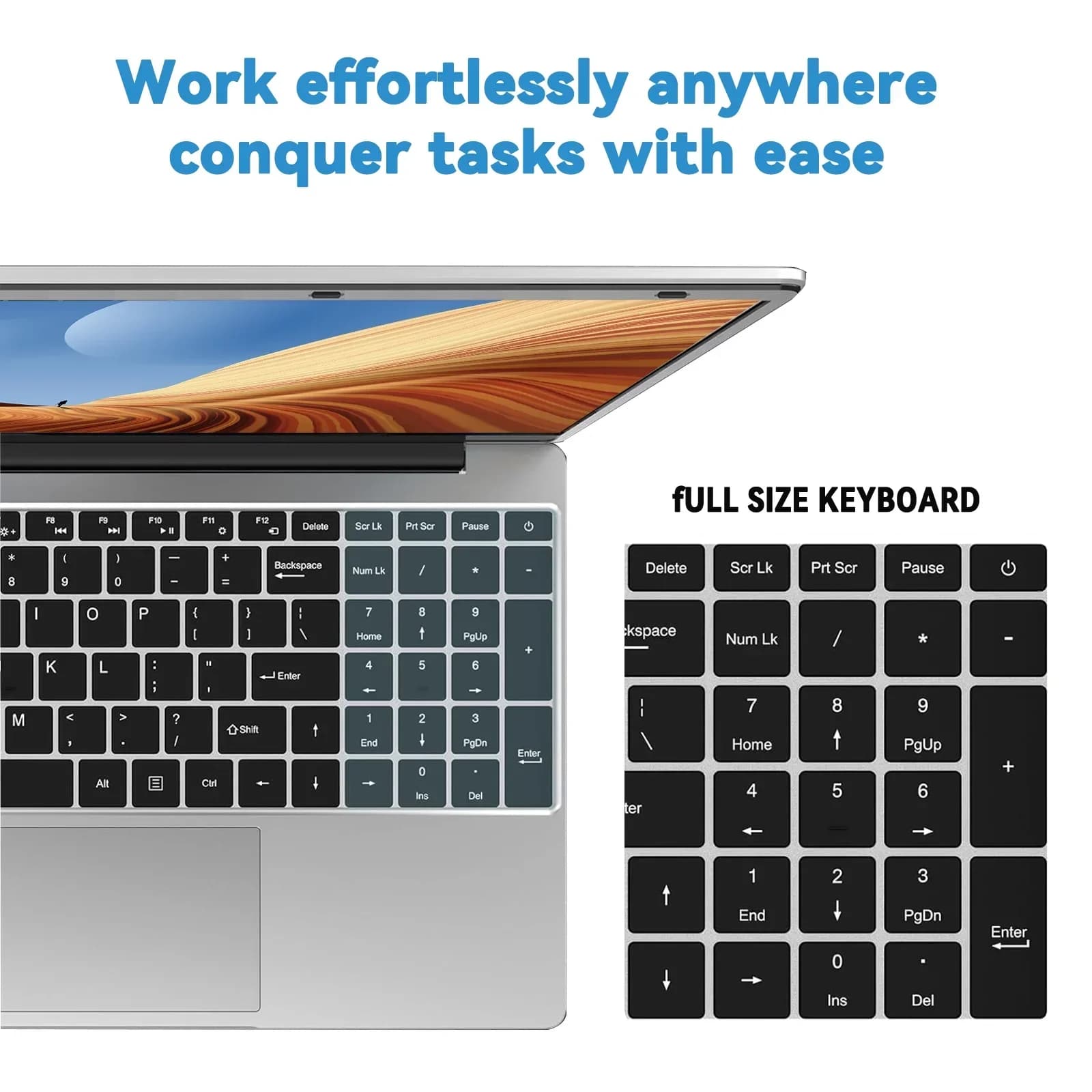 Laptop com Tela Grande de 15.6, 32GB de RAM DDR4, 2TB SSD, Intel 6500Y, Windows 11, Notebook com Office, Teclado Retroiluminado, Leitor de Impressão Digital, Gamer