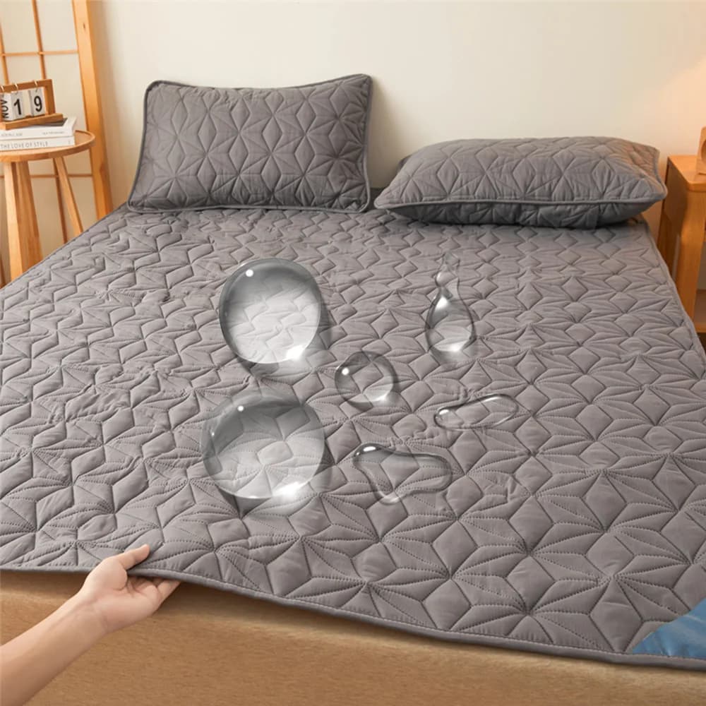 Topper de colchão à prova d'água cinza para cama de solteiro/duplo 140/160