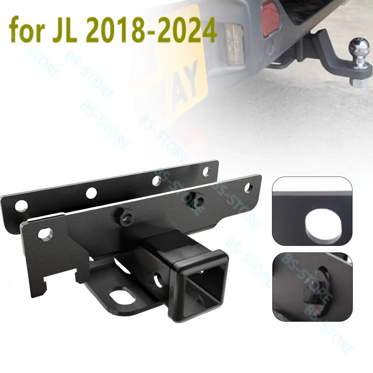 Receptor de engate de reboque traseiro, 2 polegadas, acessórios de conector de reboque de aço, 4 portas para jeep wrangler jk 2007-2018/jl 2018-2021