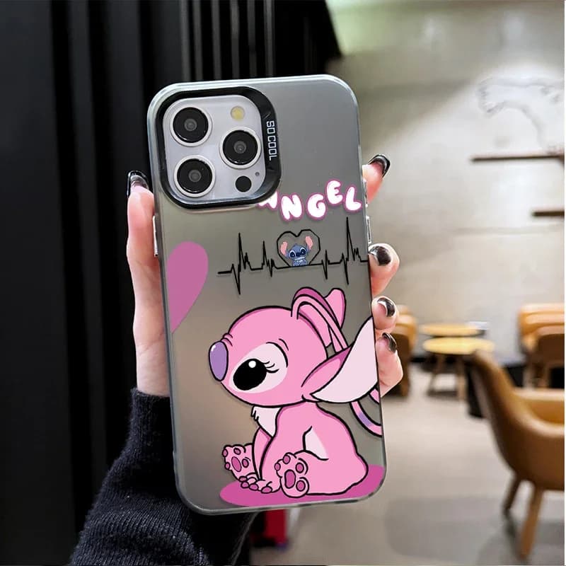 Capa para celular cinza com desenho da Angel da Disney, proteção em plástico compatível Xiaomi POCO X7 X6 X5 X3 F6 F5