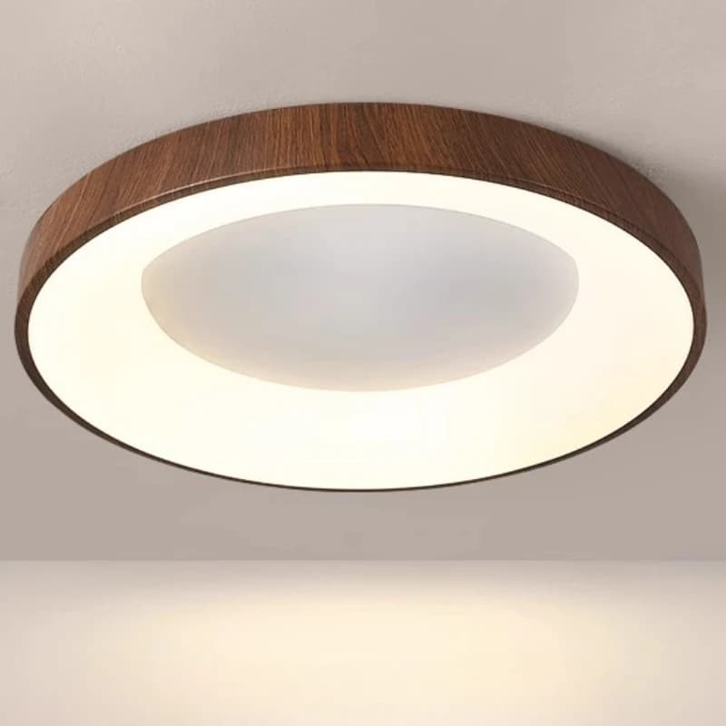 Luminária de teto acrílica estilo vintage com estrutura de madeira
