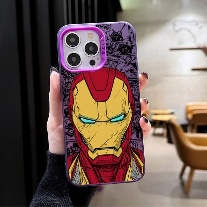 Capa para celular roxa com estampa colorida do herói Marvel Iron Man para Xiaomi POCO X7 X6 X5 X3 F6 F5