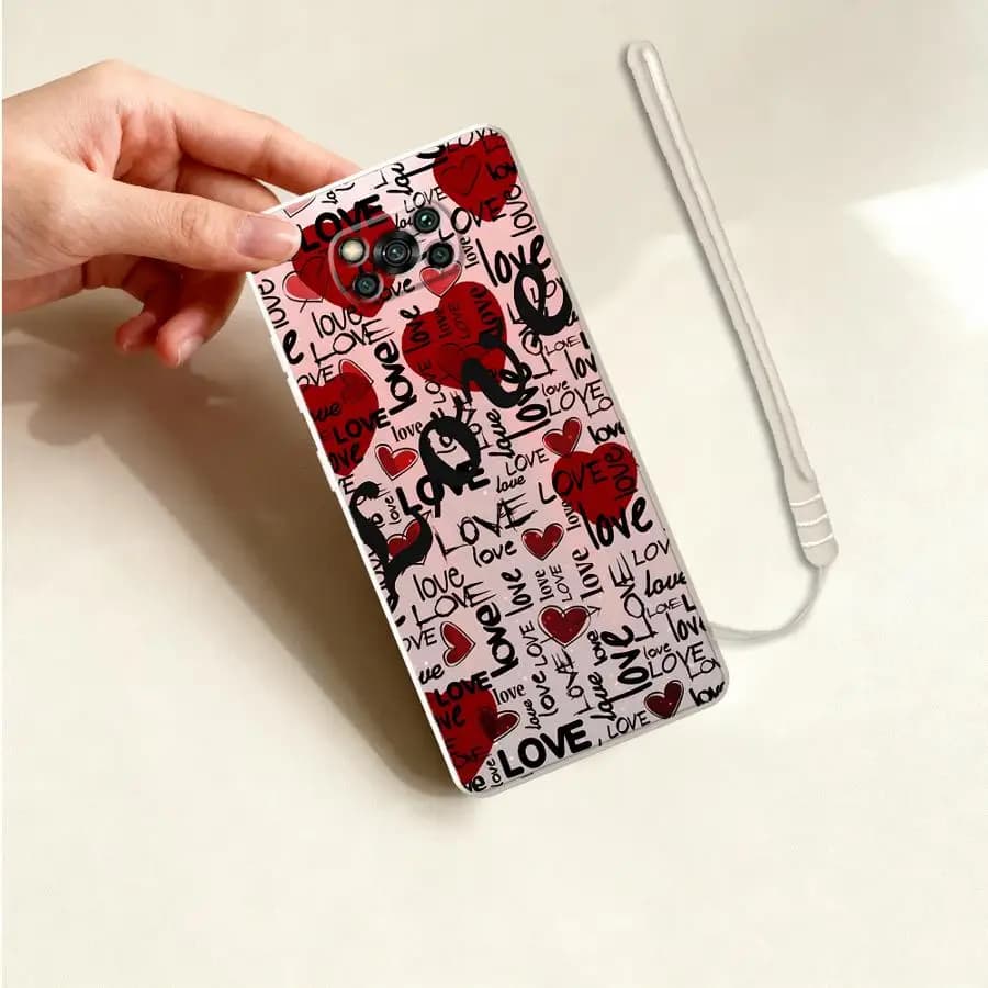 Capa traseira macia para Xiaomi Poco com estampa de corações