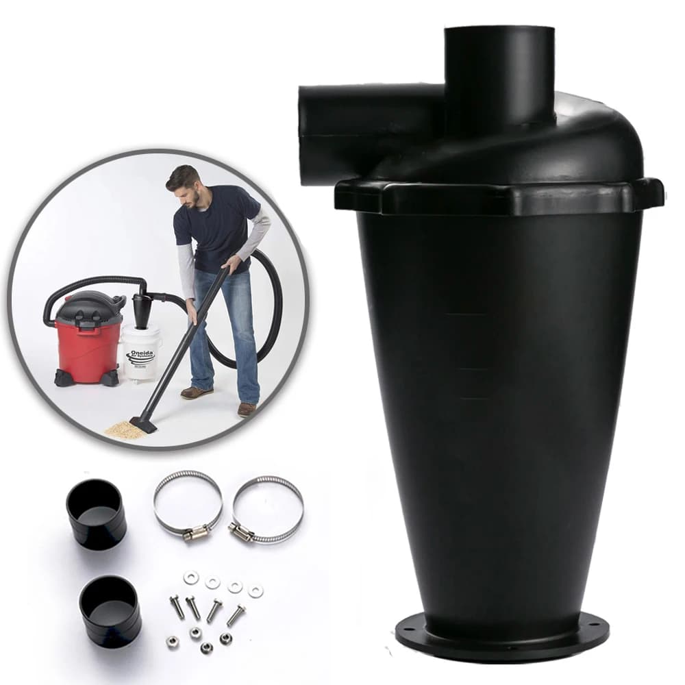 Aspirador de pó turbo com separador ciclone preto, flanges e parafusos