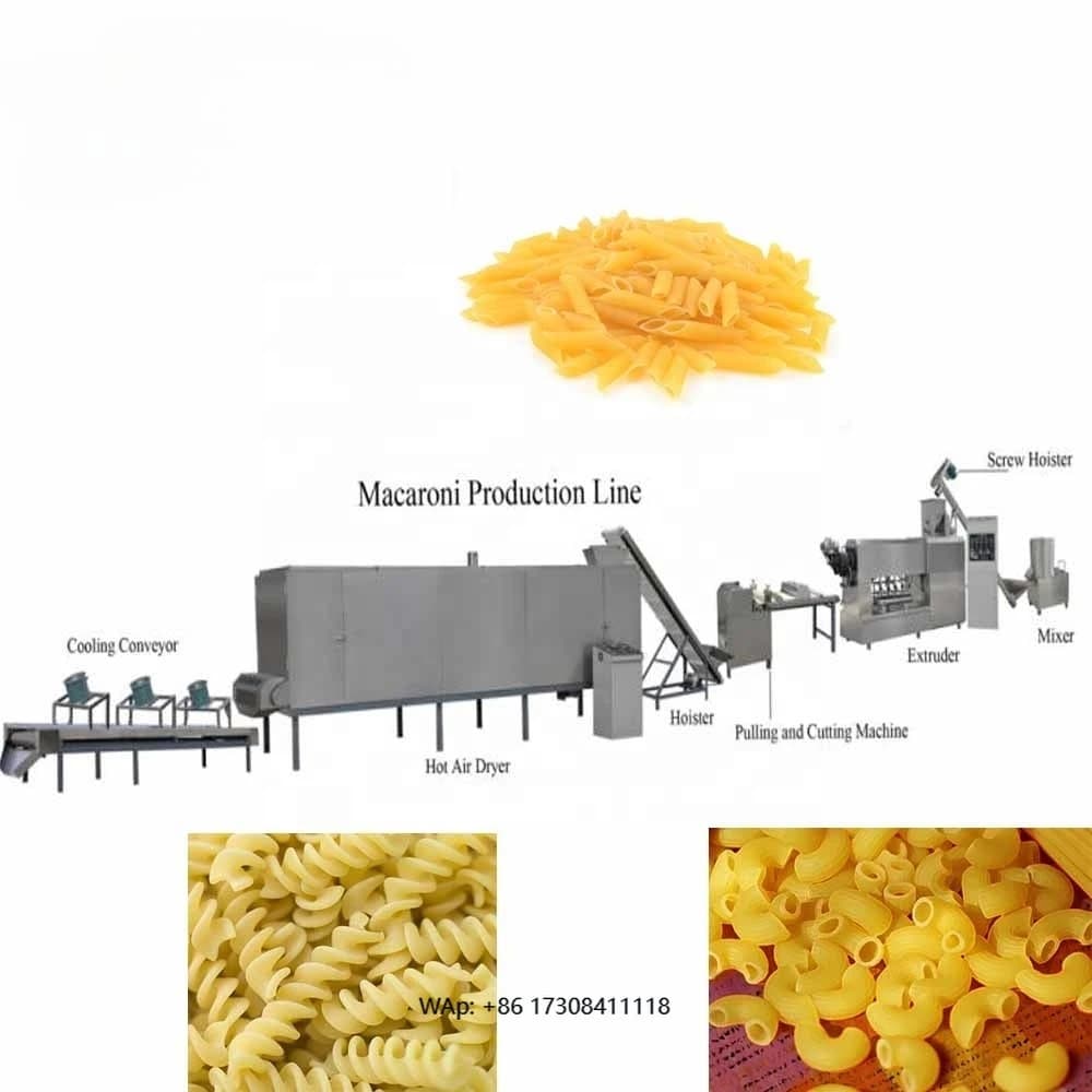 Linha de produção de massa para macarrão borboleta e massa pequena com componentes rotulados