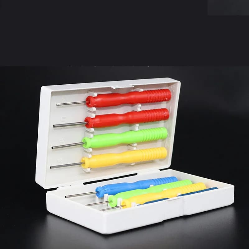 Kit de 8 agulhas ocas para dessoldagem com cabos coloridos em estojo branco