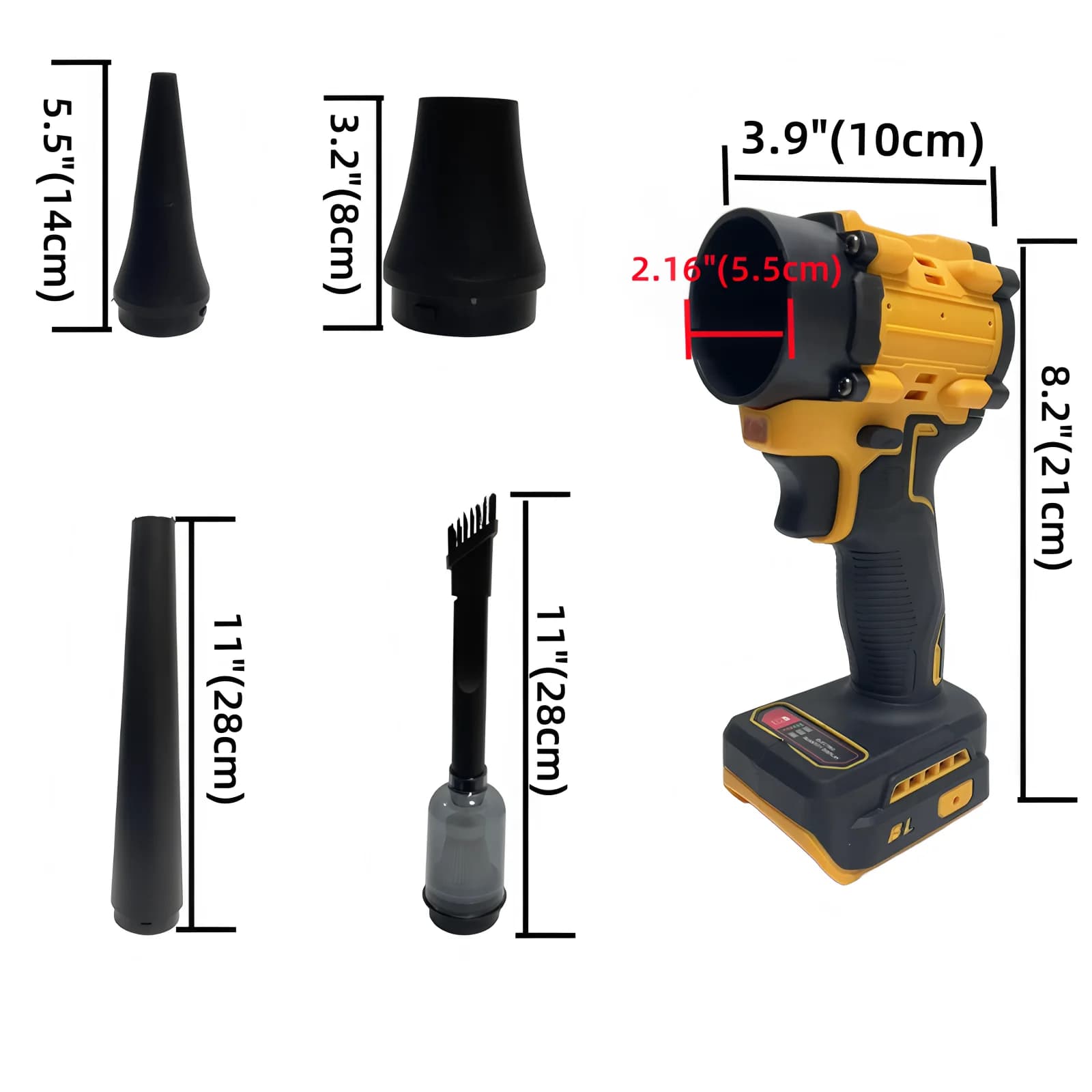 Aspirador de pó e ventilador 2 em 1 sem fio para DeWALT 20V com LED