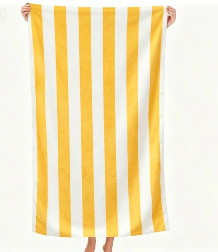Toalha de praia oversized listrada amarelo e branco em microfibra de secagem rápida
